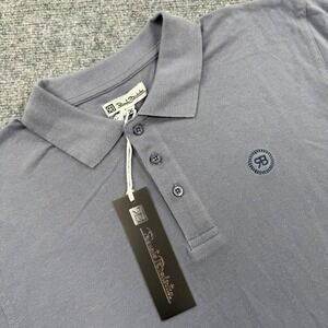 Renato Balestra Shirt XXL Blue Short Sleeve Polo‎ Italy Cotton NWT Men's